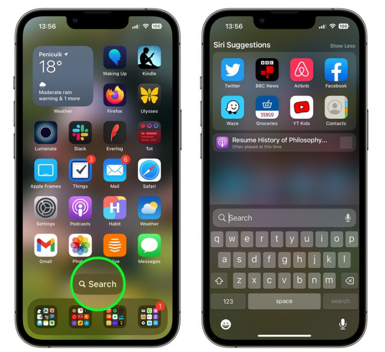 东城街道苹果手机维修分享升级到 iOS 16 后，如何删除主屏幕上的搜索按钮 