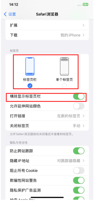 东城街道苹果手机维修分享Safari浏览器如何切换标签栏位置 